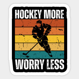 Vintage Sunset Hockey More Worry Less Sticker